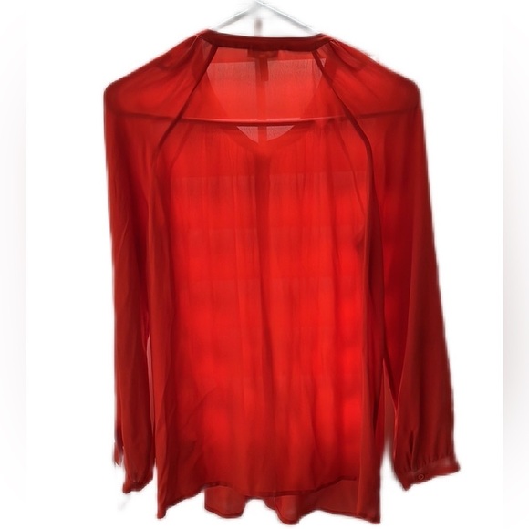 Josie buttons down blouse red silk size s - Picture 2 of 7